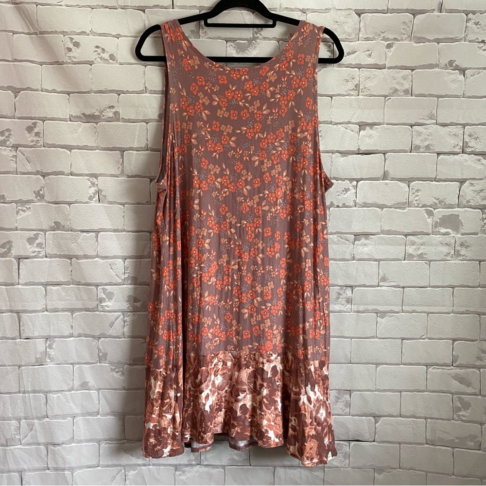 LOGO LAYERS Floral Sleeveless Floral Print Dress 95% Rayon 5% Spandex Size 2X - Picture 5 of 7